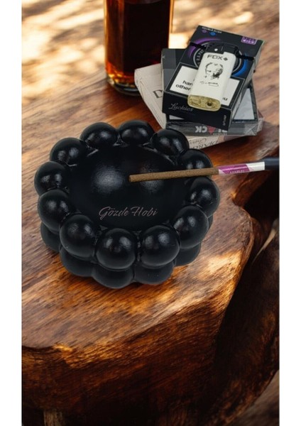 Gözdehobi Bubble Küllük | El Yapımı Beton Kül Tablası |hediyelik Dekoratif Siyah Baloncuklu Küllük modelleri