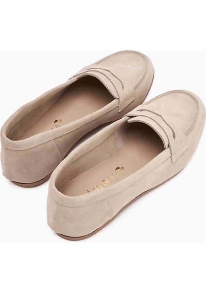 Hakiki Deri Solina Bej Süet Mokasen Ayakkabı Rahat Günlük Loafer indirimleri
