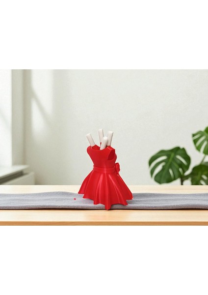 3D Baskı Elbise Tasarımlı Kalemlik | Hediyelik Masaüstü Kalem Organizeri – Pembe ve Kırmızı Renk Seçenekli fiyatları