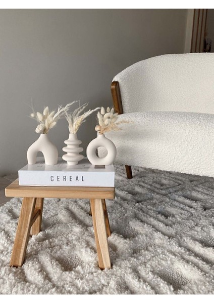 10 cm Minimal Dekoratif Vazo Seti, 3'lü, Bohem Tarz, Ham Beyaz Renk fiyatları