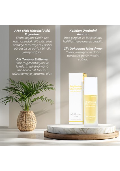 Brightening Glow Serum AHA ve C Vitamin Canlandırıcı Serum Kore 40ml indirimleri