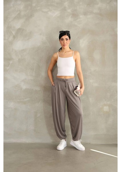 Modal Kumaş Dökümlü Şalvar Pantolon
