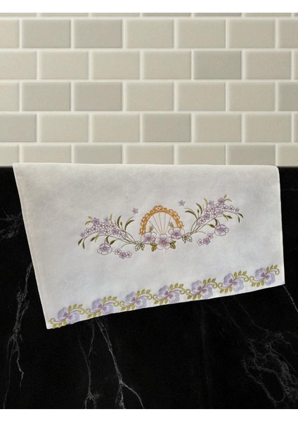 50X90 cm Nakışlı Kadife 12LI El Havlusu | Yüz Havlusu Seti modelleri