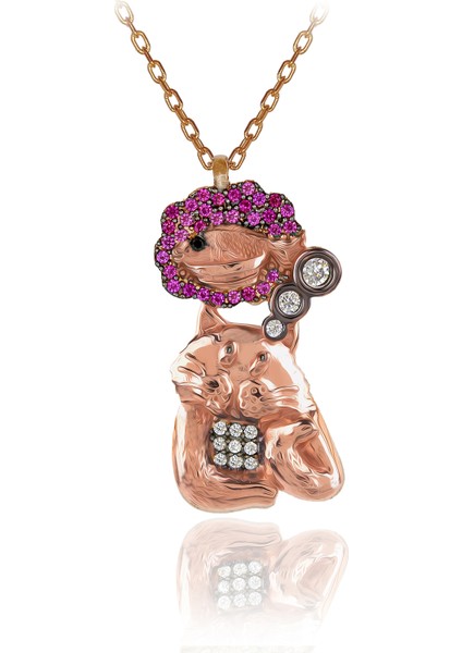 Balık Yemeyi Hayal Eden Kedi Gümüş Kolye