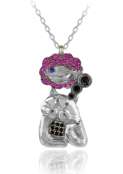 Balık Yemeyi Hayal Eden Kedi Gümüş Kolye