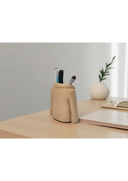 Trençkot Şeklinde Kalemlik | 3D Tasarım Masaüstü Organizer | Hediyelik Kalem Kutusu modelleri