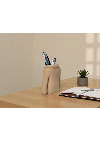Trençkot Şeklinde Kalemlik | 3D Tasarım Masaüstü Organizer | Hediyelik Kalem Kutusu fırsatları