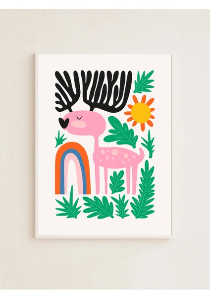 Rainbow Deer – Renkli Çocuk Posteri – 50X70 cm | Çerçevesiz