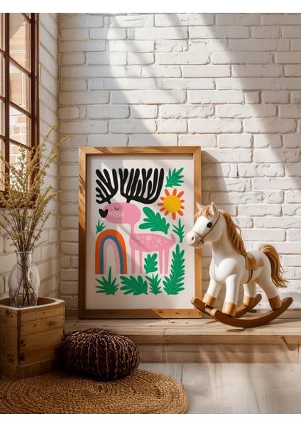 Rainbow Deer – Renkli Çocuk Posteri – 50X70 cm | Çerçevesiz fiyatları
