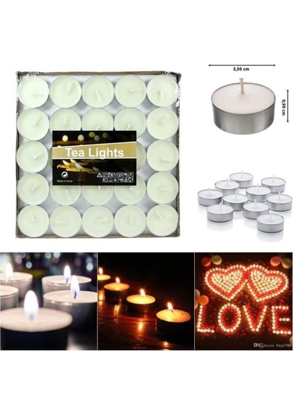 Beyaz 50'li Tealight Mum Seti, Sıcak Atmosfer Yaratıcı, Mum ve Kandil Aksesuarı fırsatları