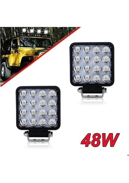Off Road Sis Farı / Lambası 16 LED Kare Çalışma Lambası 12V/24V modelleri