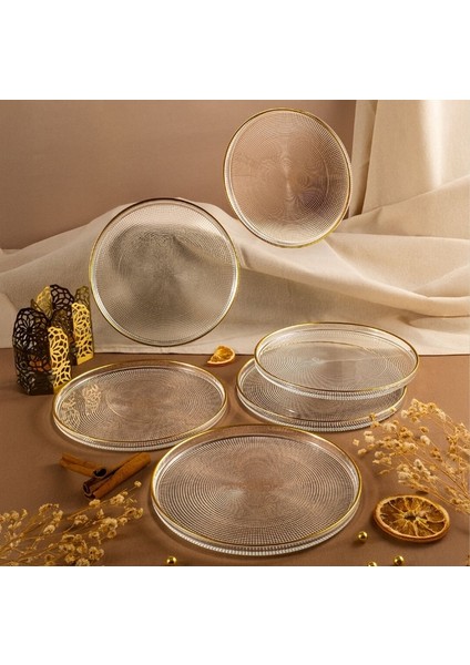 Loren 6 Parça Servis Seti 21 cm Gold Fileli