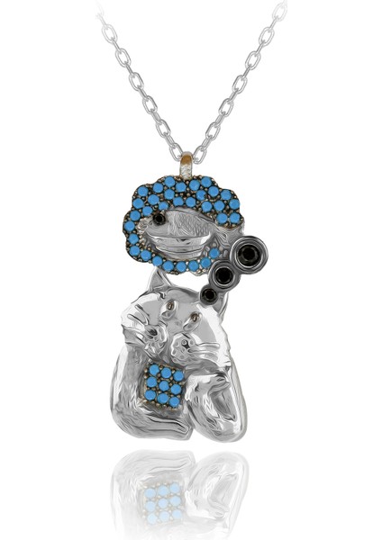 Balık Yemeyi Hayal Eden Kedi Gümüş Kolye