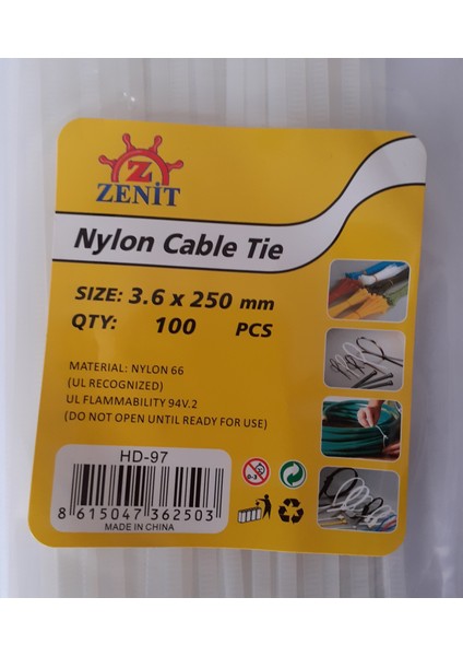 -Plastik Kablo Bağı - Cırt Kelepçe - 3,6 x 250 modelleri
