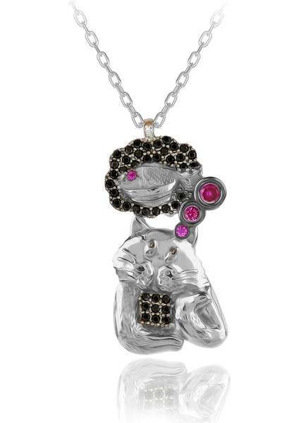 Balık Yemeyi Hayal Eden Kedi Gümüş Kolye