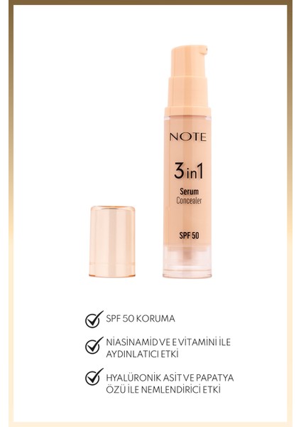 3 In 1 Serum Concealer Spf 50 Nemlendirici Göz Altı Kapatıcısı - 10 Medium fiyatları