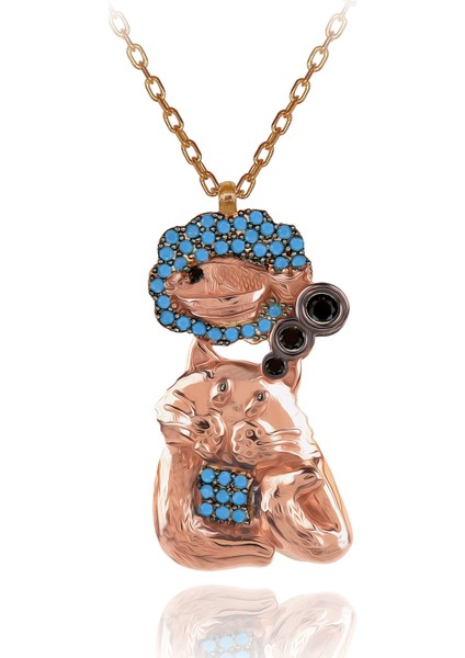 Balık Yemeyi Hayal Eden Kedi Gümüş Kolye