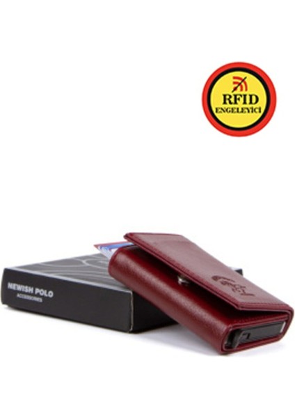 Erkek Mekanizmalı Kartlık ve Cüzdan NEW145 - Bordo modelleri