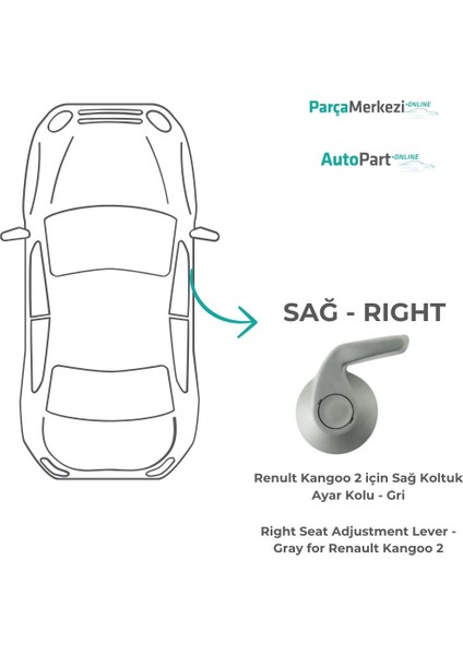 Renault Kangoo 2 için Sağ Gri Koltuk Ayar Kolu modelleri