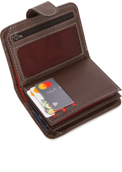 Kot Kumaş Bozuk ve Kağıt Para Kartlık ve Cüzdan NEW134 - Kahverengi