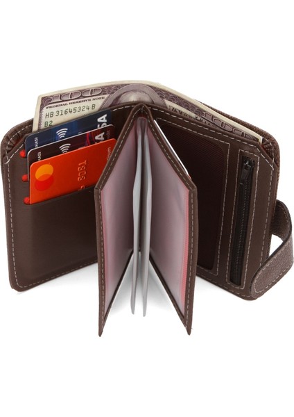 Kot Kumaş Bozuk ve Kağıt Para Kartlık ve Cüzdan NEW134 - Kahverengi fırsatları