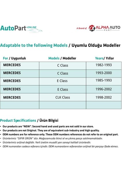 Mercedes E Class W124, W210 için Koltuk Yükseklik Ayar Kolu fiyatları