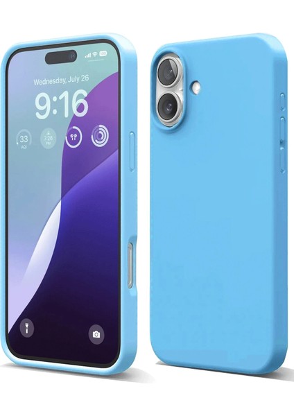 Iphone 16 Plus Kılıf Nano Içi Kadife Silikon - Mavi Arbkd