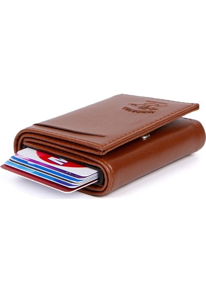 Erkek Mekanizmalı Kartlık ve Cüzdan NEW145 - Taba