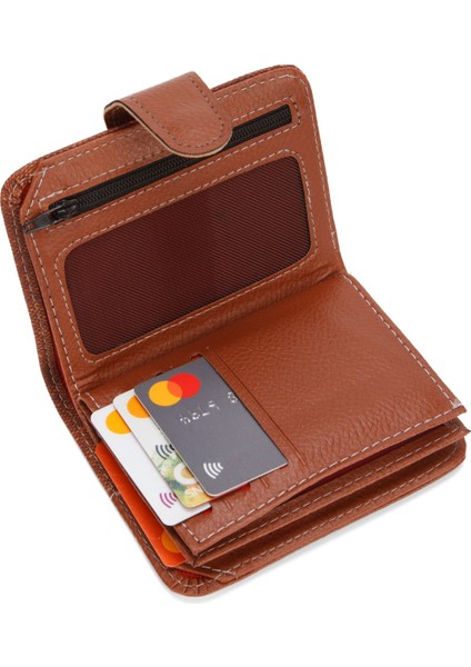 Kot Kumaş Bozuk ve Kağıt Para Kartlık ve Cüzdan NEW134 - Taba