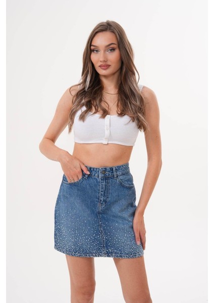 Kadın Yüksek Bel Mini Kot Etek modelleri