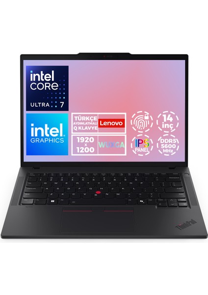 Thinkpad T14 Gen 5 Ultra 7 155U 40GB 2tb SSD 14" Wuxga Windows 11 Pro Taşınabilir Bilgisayar 21ML008MTX 021