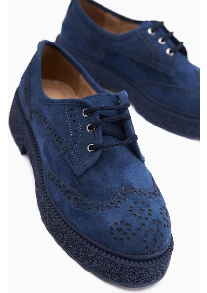 Rossy Lacivert Süet Oval Burunlu Lazer Kesim Günlük Ayakkabı fırsatları