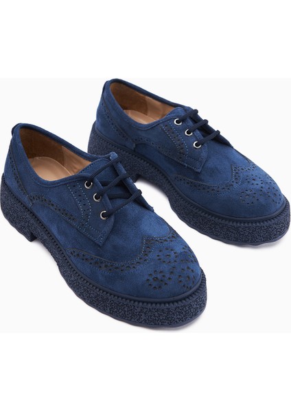 Rossy Lacivert Süet Oval Burunlu Lazer Kesim Günlük Ayakkabı indirimleri