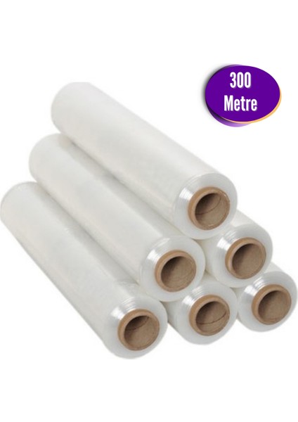 Şeffaf Palet Streci 6'lı Rulo Set 300M x 50CM Dayanıklı Ambalaj Streç Film Mutfak & Gastronomi
