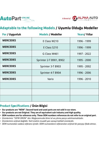 Mercedes G Class W461 için Enjektör Borusu fiyatları
