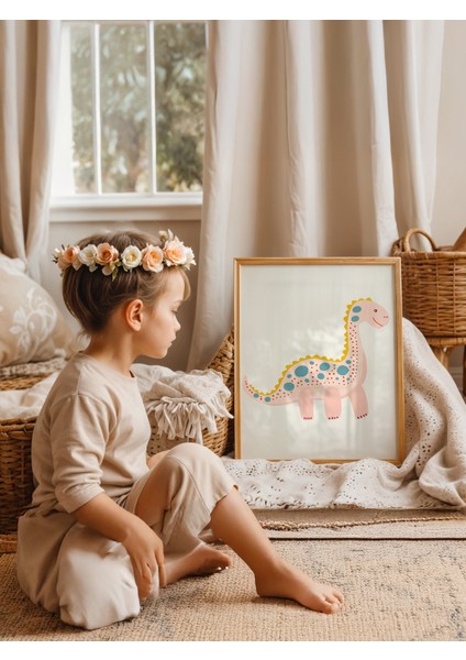 Dot Dino – Neşeli Çocuk Posteri – 30X40 cm | Çerçevesiz fiyatları