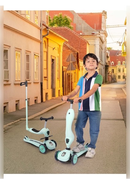 Premium Oturaklı Çocuk Scooter 3 Tekerlekli LED Işıklı Scooter Yükseklik Ayarlı 1-6 Yaş