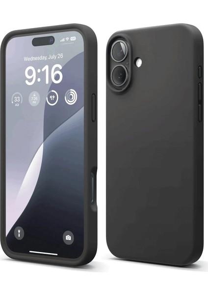 Iphone 16 Kılıf Nano Içi Kadife Silikon - Siyah Arbkd