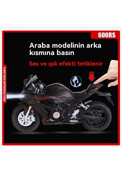 1 Ila 12 Alaşım 600RS Motosiklet Ses ve Işık ile Taksi Oyuncak Araba (Yurt Dışından) indirimleri