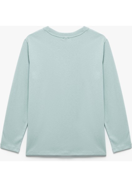 Baskılı Uzun Kollu Bisiklet Yaka Pamuklu Tişört fiyatları