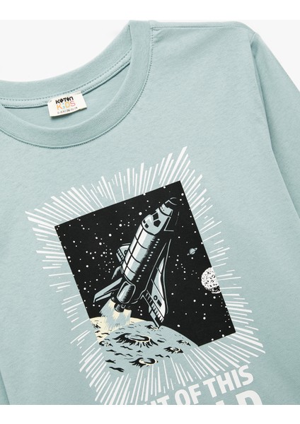 Baskılı Uzun Kollu Bisiklet Yaka Pamuklu Tişört modelleri