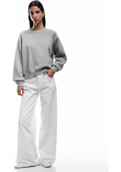 Pamuklu Bisiklet Yaka Şardonlu Sweatshirt fiyatları