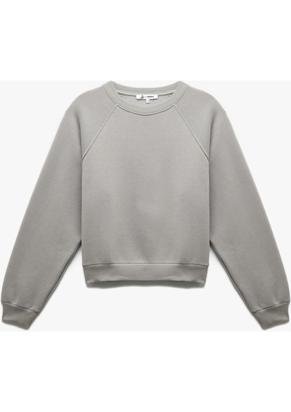 Pamuklu Bisiklet Yaka Şardonlu Sweatshirt modelleri