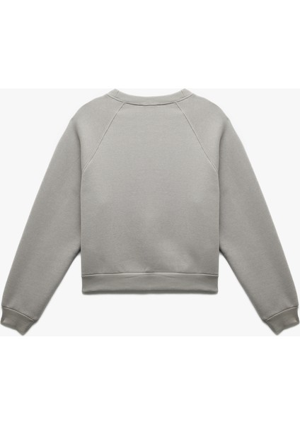 Pamuklu Bisiklet Yaka Şardonlu Sweatshirt fırsatları