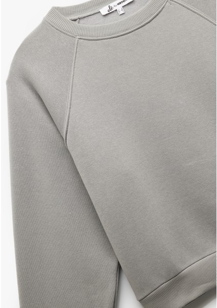 Pamuklu Bisiklet Yaka Şardonlu Sweatshirt indirimleri