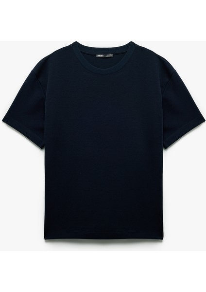 Pamuklu Kısa Kollu Pike Kumaş Bisiklet Yaka Basic Oversize Tişört modelleri