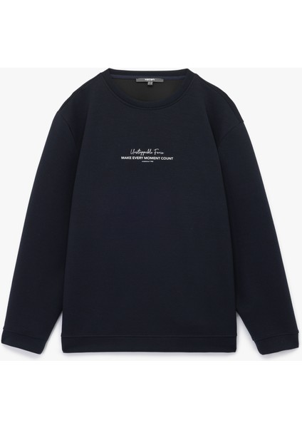 Uzun Kollu Bisiklet Yaka Baskılı Sweatshirt