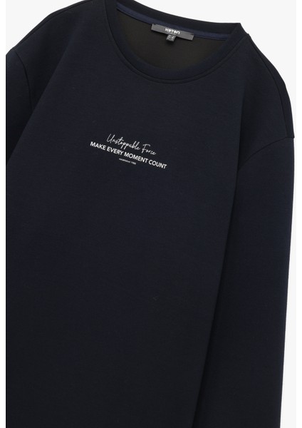 Uzun Kollu Bisiklet Yaka Baskılı Sweatshirt modelleri