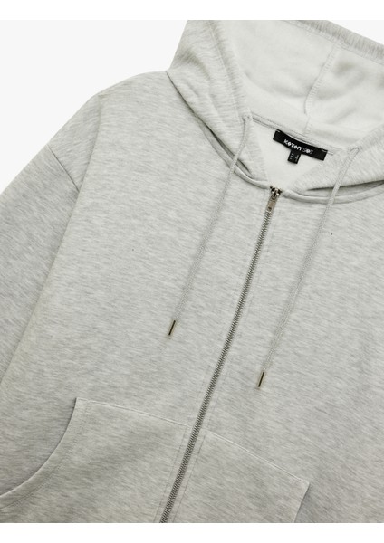 Fermuarlı Kapüşonlu Kanguru Cepli Uzun Kollu Oversize Spor Sweatshirt modelleri
