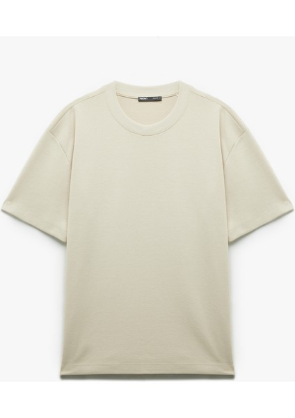 Pamuklu Kısa Kollu Pike Kumaş Bisiklet Yaka Basic Oversize Tişört fırsatları